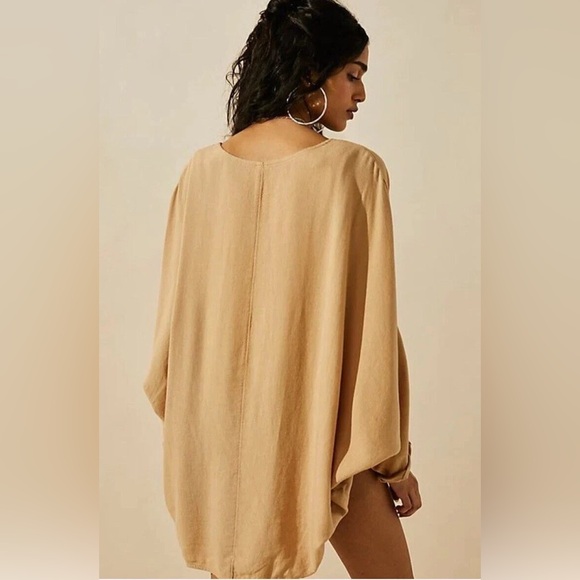 Free People What A Statement Oversized Boho Tunic Top Oat Bran Size XL - Picture 6 of 7